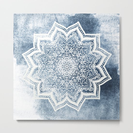 BLUEISH SEA FLOWER MANDALA Metal Print