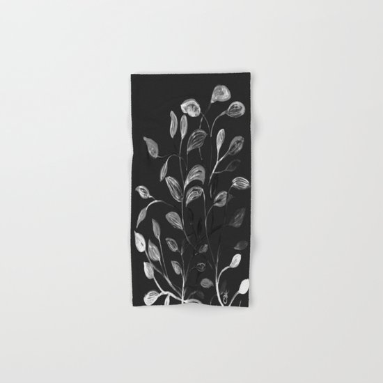 Red and Green Leaves! Monochrome Black and White and Grey Hand & Bath Towel