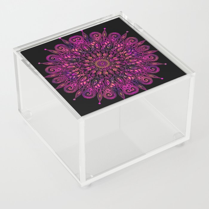 Dark Purple Mandala Design Acrylic Box