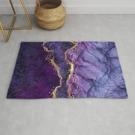 Violet marble texture with glitter gold Area & Throw Rug