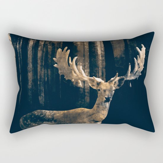 Deer in the dark forest Rectangular Pillow