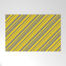 [ Thumbnail: Gray & Yellow Colored Lined Pattern Welcome Mat ]