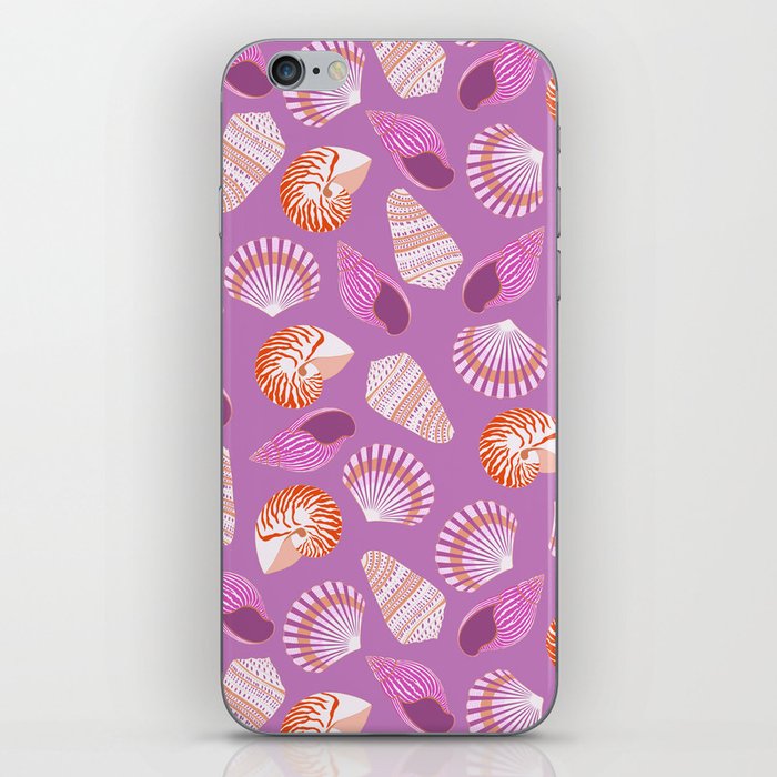 Shell pattern on purple background iPhone Skin