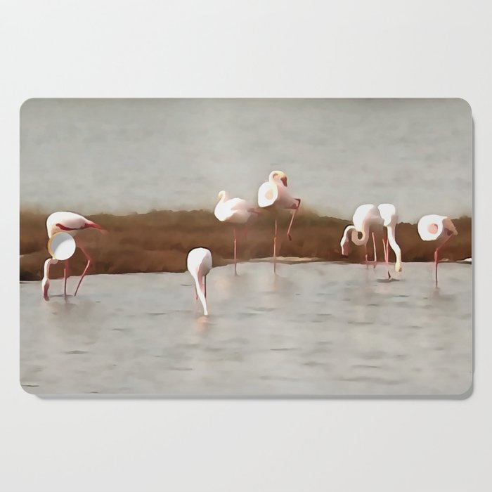 Seven Flamingos Feeding Abstract Acrylic Art Cutting Board