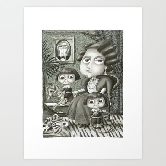 Lady Shiverton and Her Boys Art Print