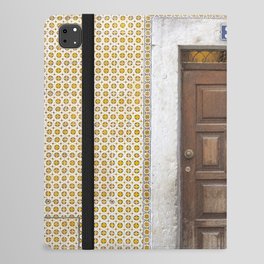 The brown door nr. 33 art print- Yellow azulejos in Alfama, Lisbon, Portugal - travel photography iPad Folio Case