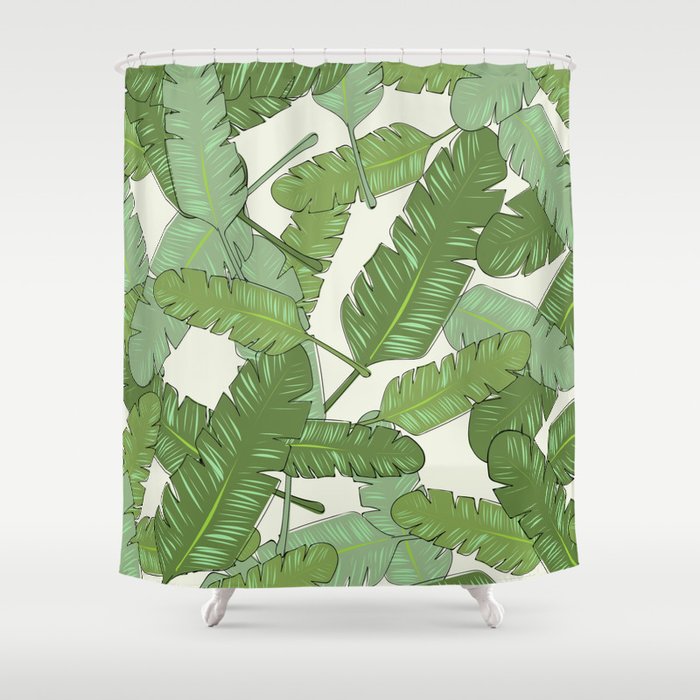 Banana Leaf Print Shower Curtain By Carrielymandesigns Society6