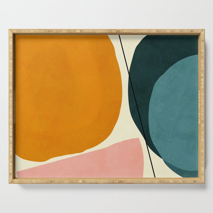 shapes geometric minimal painting abstract Serving Tray