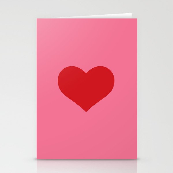 Red Heart on Pink Stationery Cards