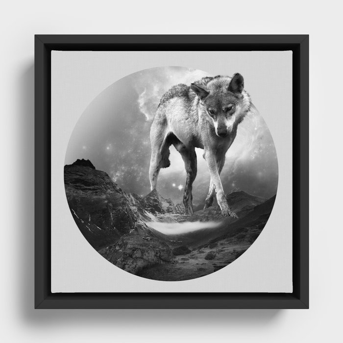 Galactic Wolf Framed Canvas