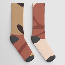 Jungle Leopard with Tropical Leaves in Earthy Colors Socks