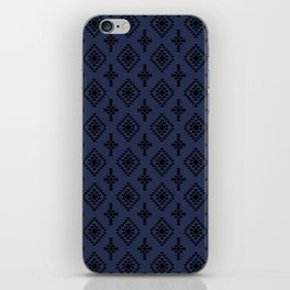 Navy Blue and Black Native American Tribal Pattern iPhone Skin