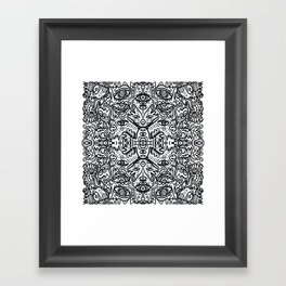 Black and White Graffiti Art Mandala Pattern  Framed Art Print