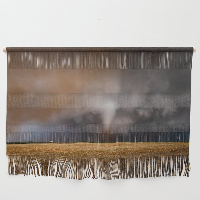 The Wind and the Dirt - Tornado Churns Up Dust Over Open Field on Stormy Spring Day in Texas Wall Hanging