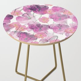 Abstract Violet Fuchsia Pink Watercolor Paint Poppies  Side Table