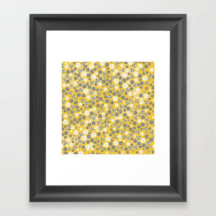 A life of a sheep - yellow and grey flowers Framed Art Print