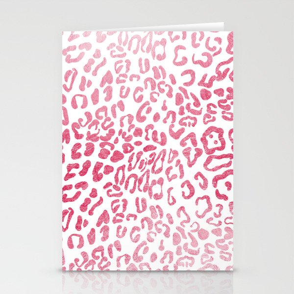 Abstract Hipster Girly Pink White Leopard Animal Print Stationery Cards