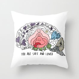 Safe and Loved Brain Throw Pillow