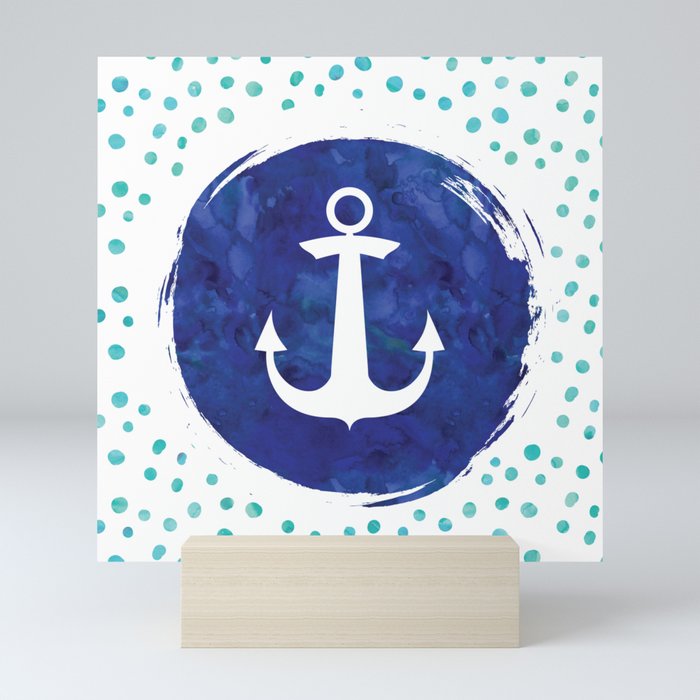 Watercolor Ship's Anchor Mini Art Print