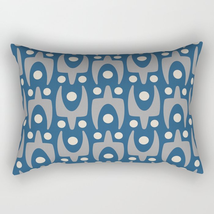 Mid Century Decor 148 Gray and Blue Rectangular Pillow