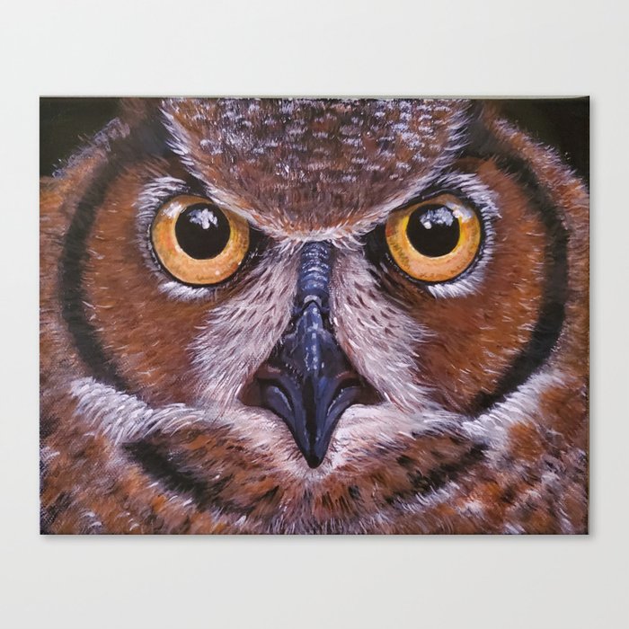 Great Horned Owl Face Bird Animal Print Canvas Print