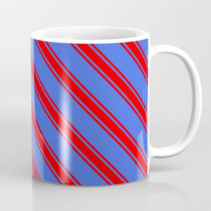 Royal Blue and Red Colored Lined/Striped Pattern Coffee Mug