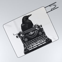 Black Raven Typewriter Author Journalist  Picnic Blanket