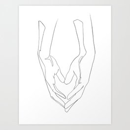 Touch Your Heart Art Print | Black And White, Graphite, Street Art, Digital, Hand, Hands, Oneline, Lover, Drawing, Love 