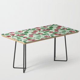 Red cherries on light green gingham  Coffee Table