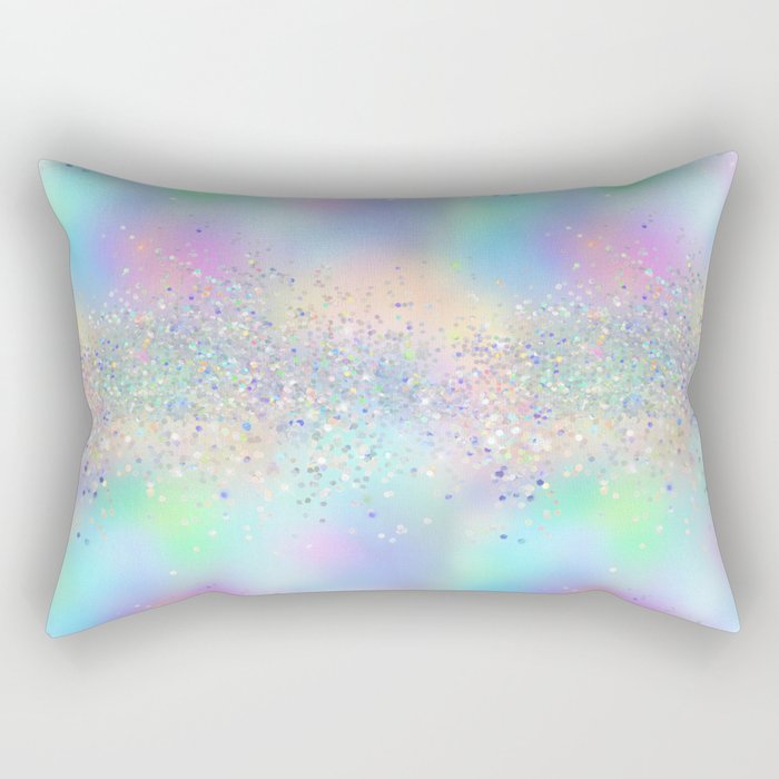 Pretty Holographic Glitter Rainbow Rectangular Pillow