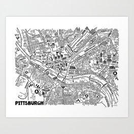 Pittsburgh Street Map  Art Print