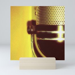 Vintage Microphone (yellow) Mini Art Print