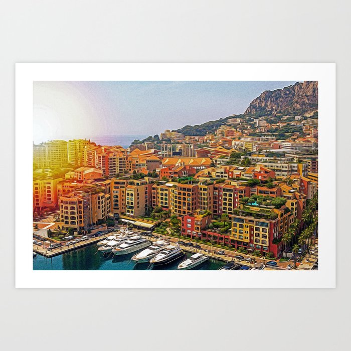 Panoramic view of Fontvieille in Monaco in a summer day Art Print