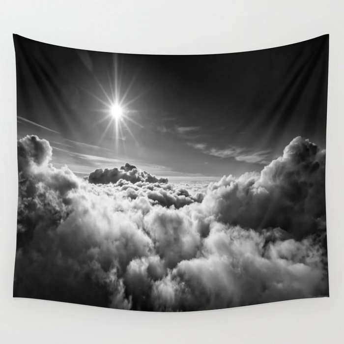 Clouds Black & White Wall Tapestry