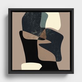 Clay Shapes Black, Teal and Offwhite Framed Canvas