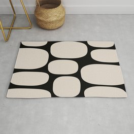 Abstract 231 Black and Linen White Area & Throw Rug