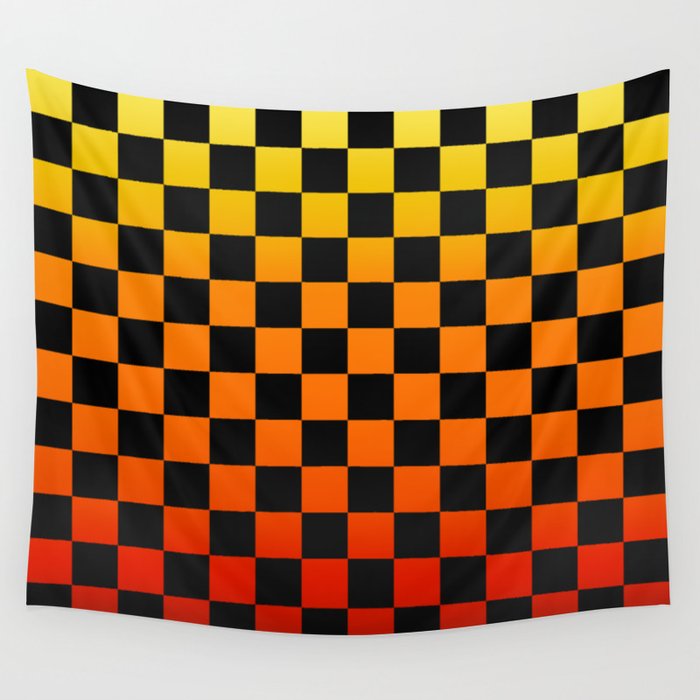 Checkered Sunset Gradient Wall Tapestry