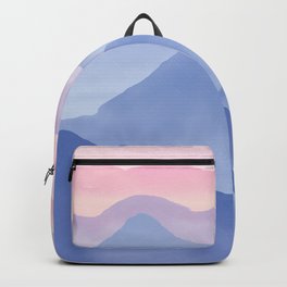 Magical Candy Hand-painted Watercolor Mountains, Airy Mountain Landscape in Pastel Blush Pink, Purple and Blue Color Backpack