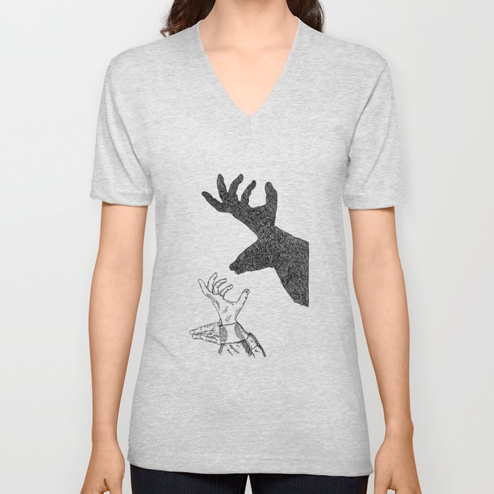 Shadow Deer V Neck T Shirt
