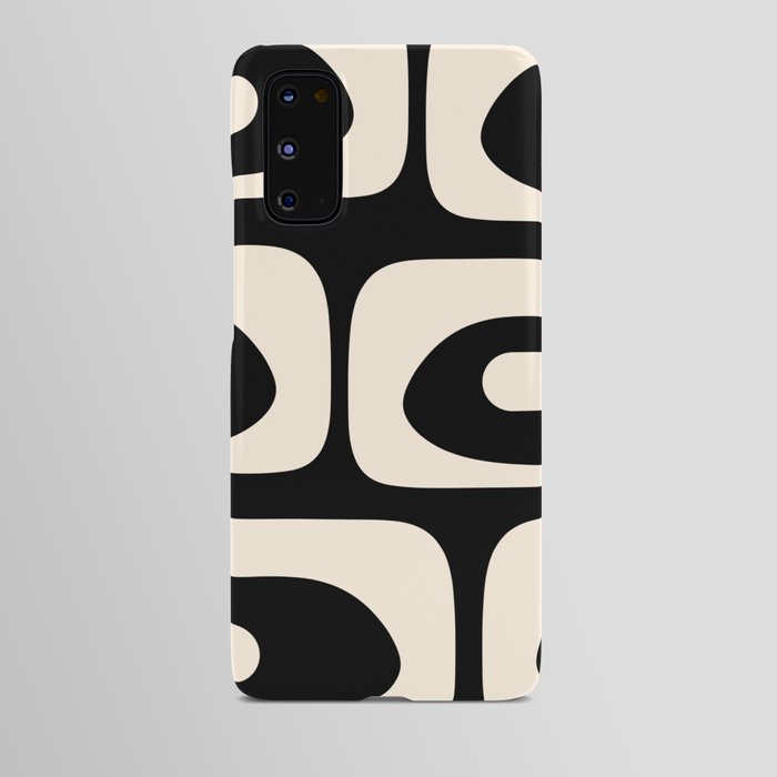 Mid Century Modern Piquet Abstract Pattern in Black and Almond Cream Android Case