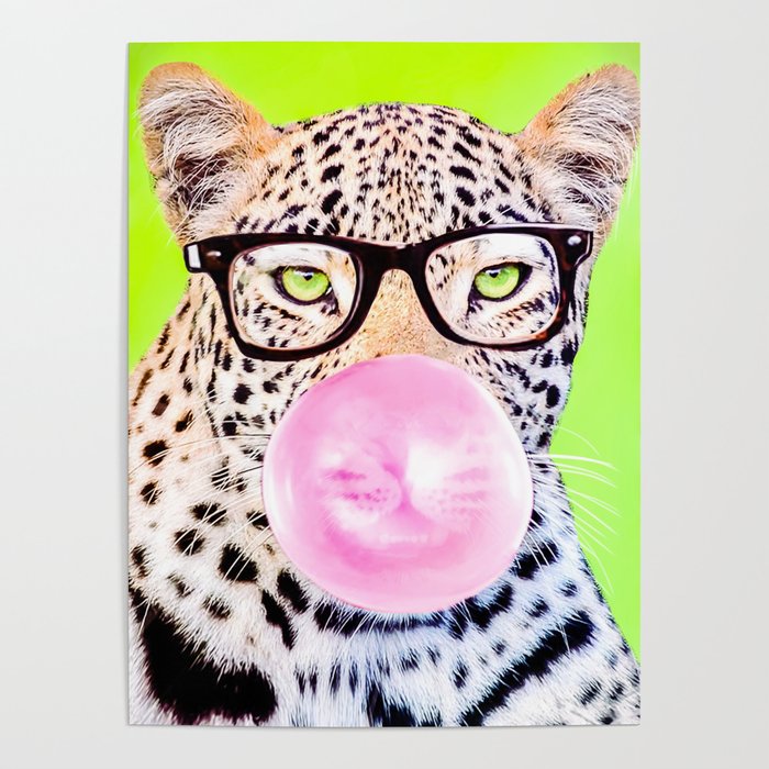 Bubblegum Glasses Leopard Poster