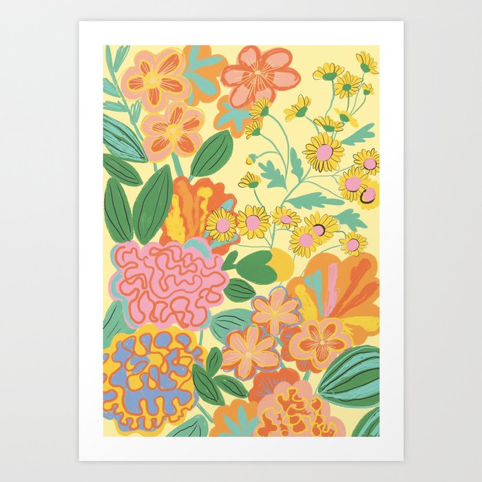 Yellow floral Art Print