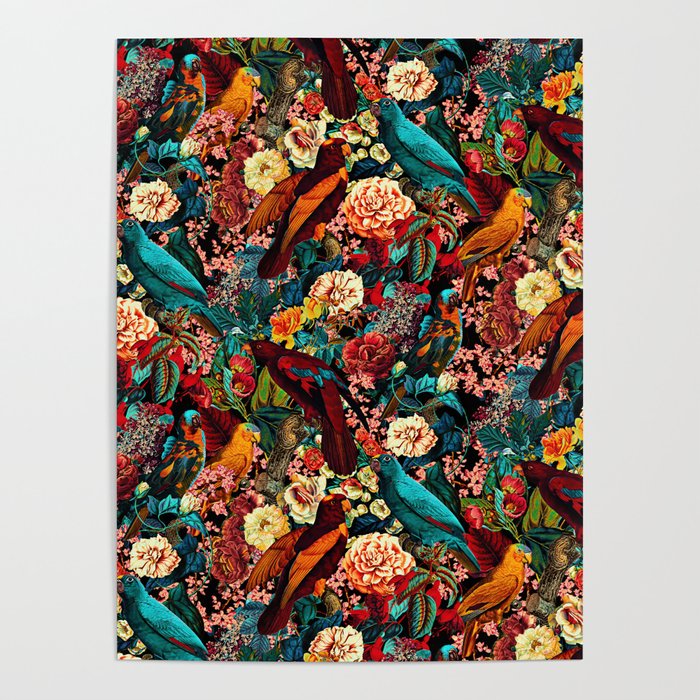 FLORAL AND BIRDS XVII Poster