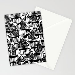 Bookish Public Library Skeleton Goth Librarian Books Pattern Stationery Card