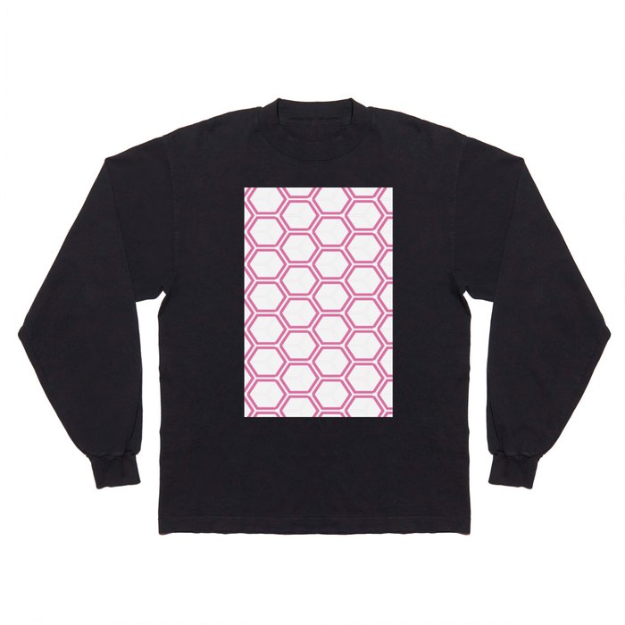 Abstract geometrical pink white retro pattern Long Sleeve T Shirt