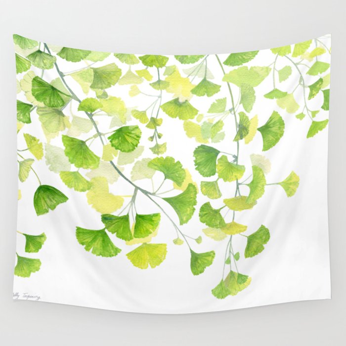 Ginkgo Watercolor  Wall Tapestry