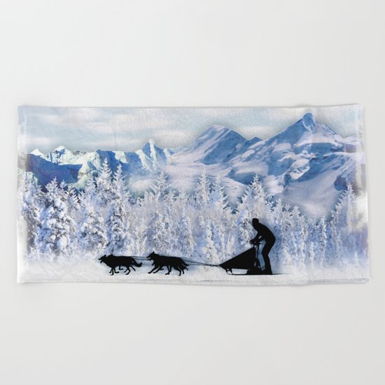 Dogsledding Beach Towel