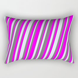 [ Thumbnail: Dim Gray, Fuchsia, and Lavender Colored Striped/Lined Pattern Rectangular Pillow ]
