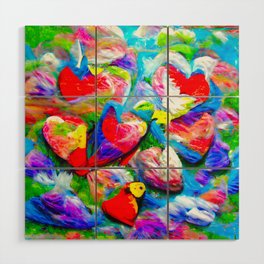 Abstract Hearts Wood Wall Art