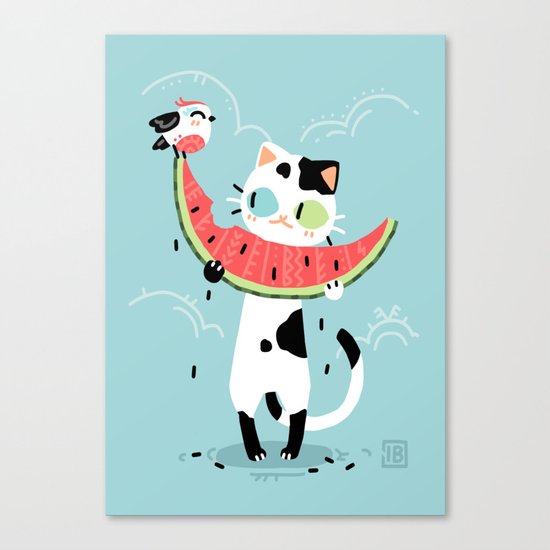 Watermelon Cat Canvas Print